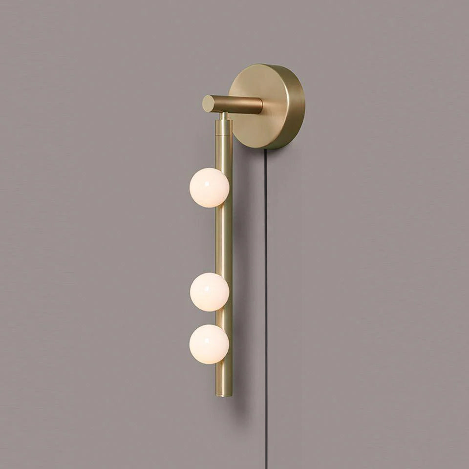 Brass Glass Tube Plug-in Wall Lamp