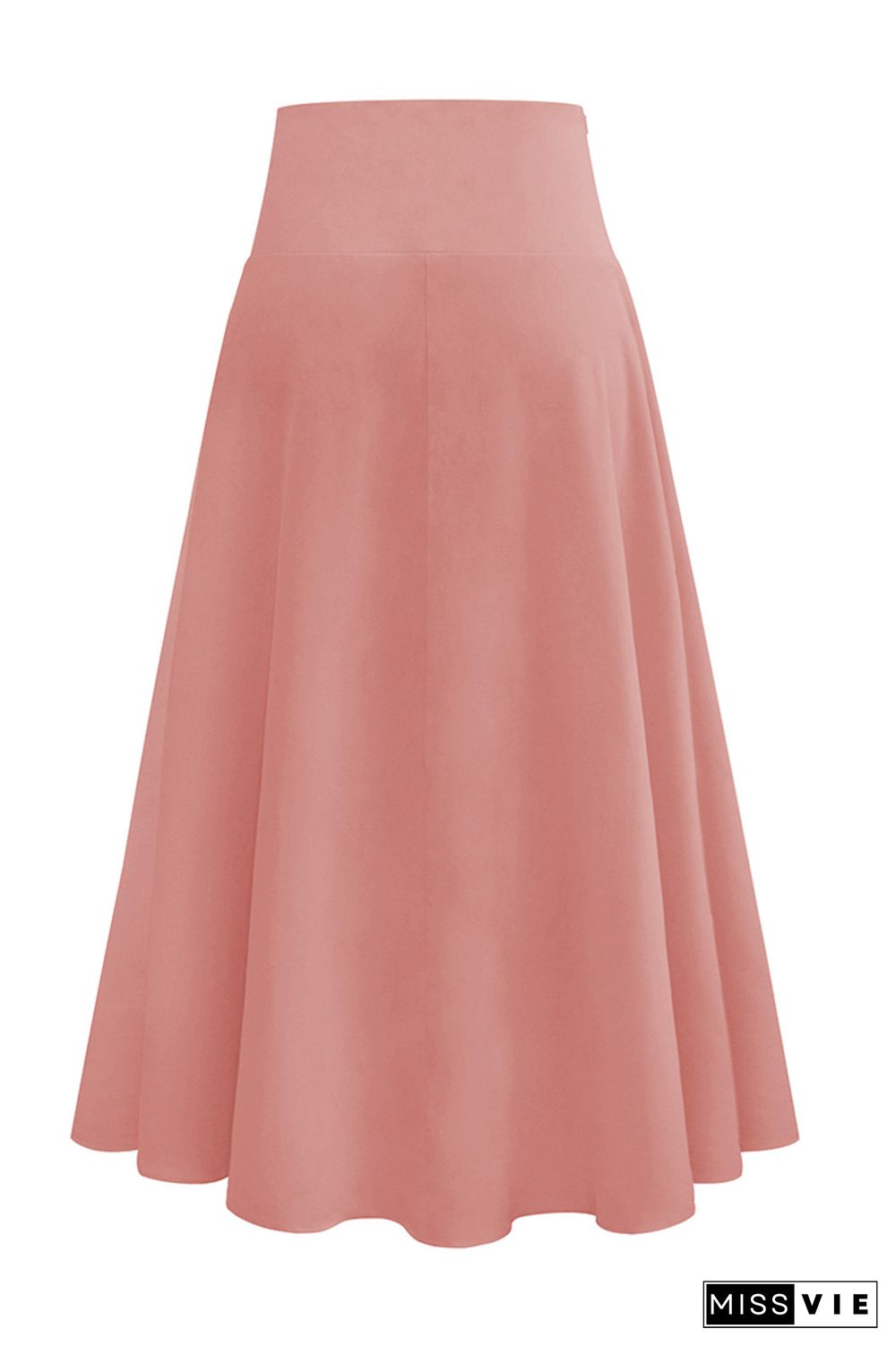 High Waist Plain Split Ruffle Skirt Dress