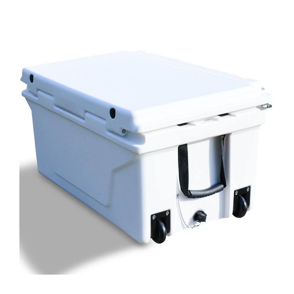 Tenleaf 65 qt. Antique White Outdoor Cooler Fish Ice Chest Box Camping Cooler Box SXB6458178