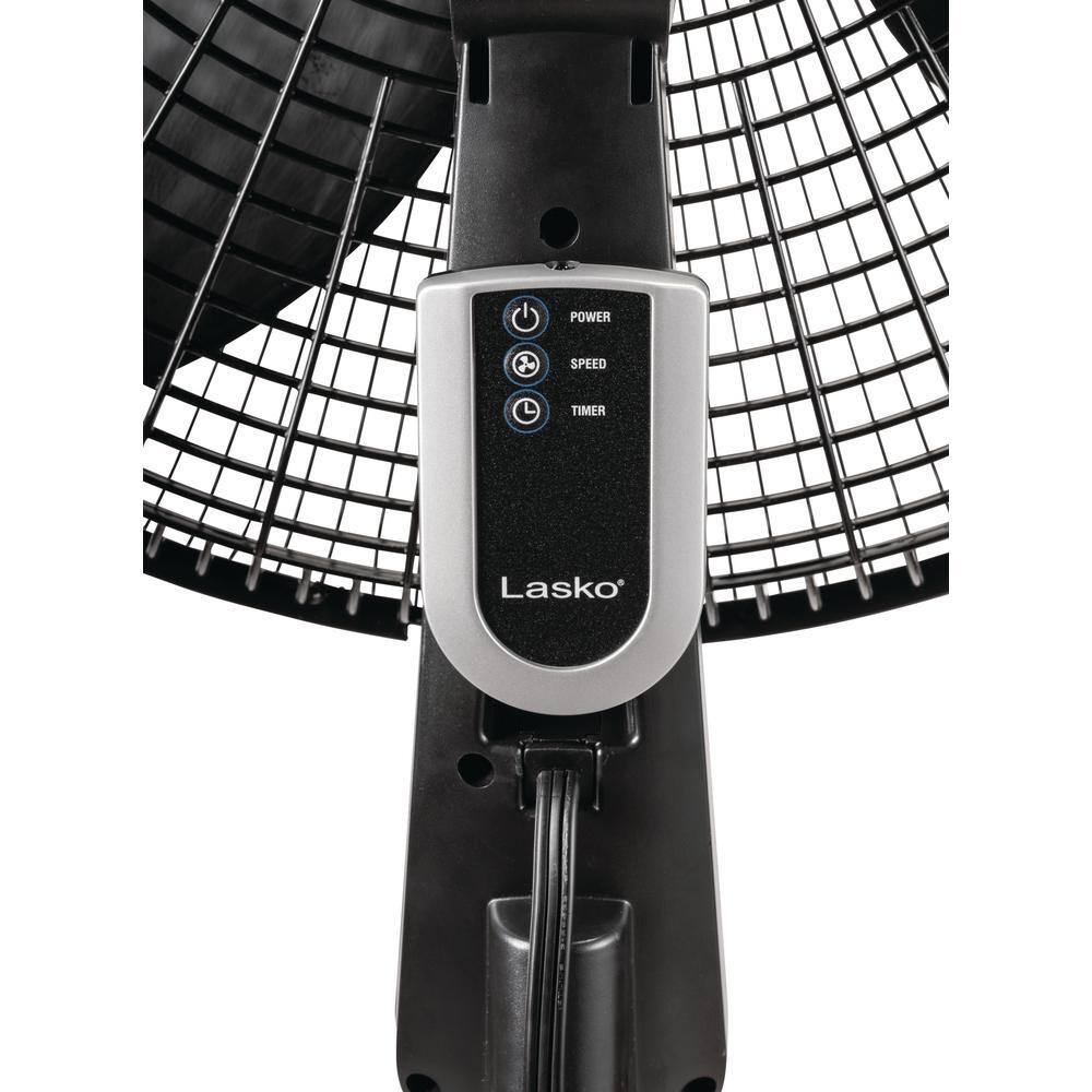 Lasko 20 in. 4 Speeds Pedestal Fan in Black with 90 Degrees Tilt Adjustment Adjustable Height Oscillating RemoteTimer S20625