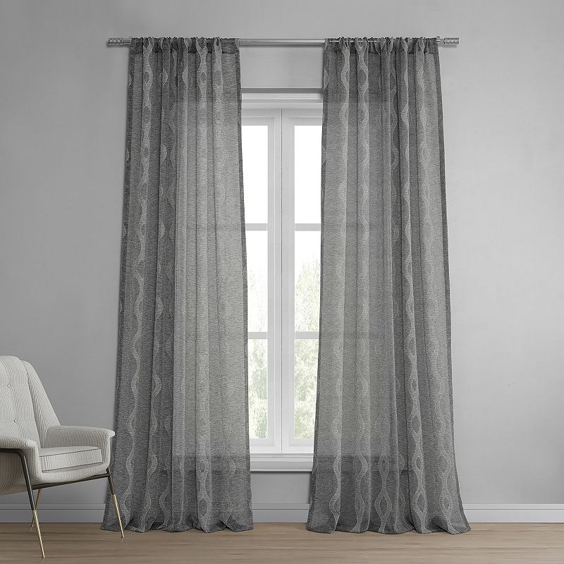 EFF 1-panel Vega Patterned Linen Sheer Window Curtain