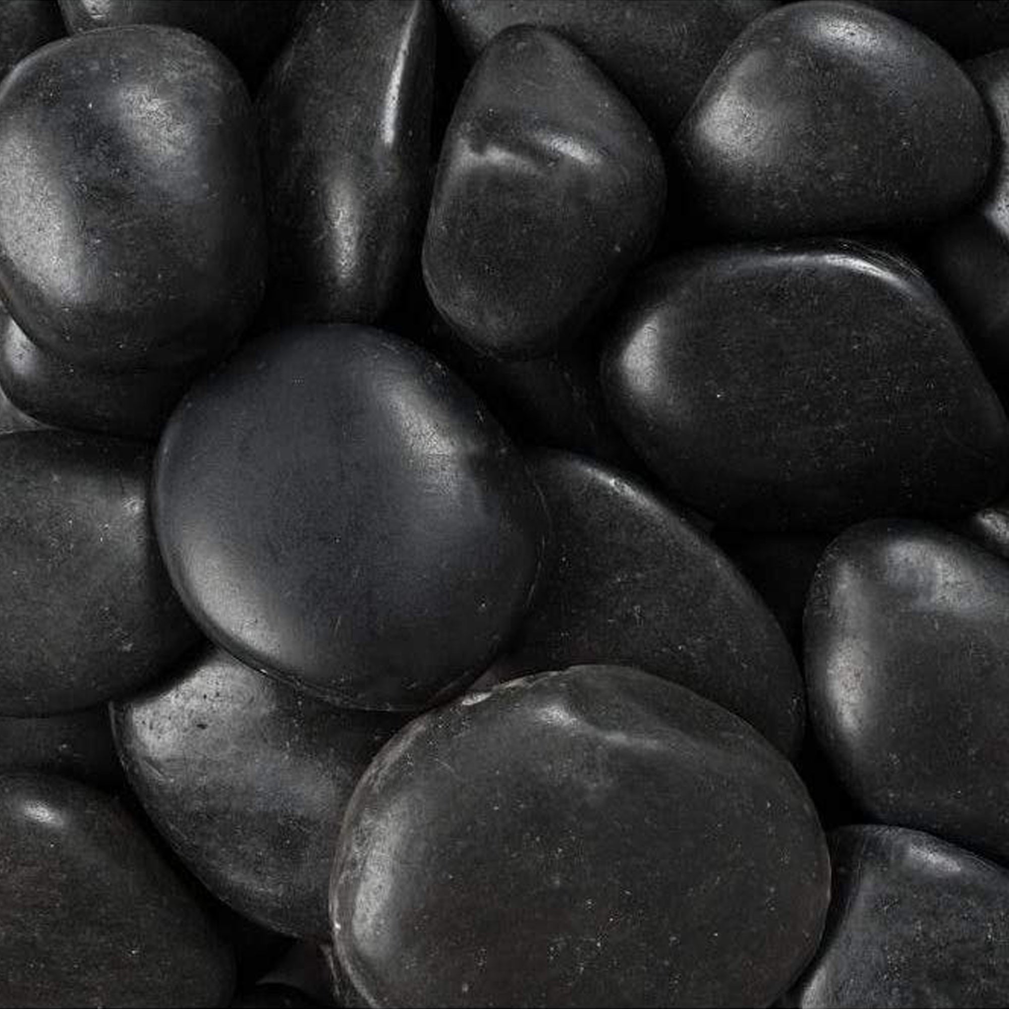 Rainforest, Outdoor Decorative Stone, Polished Pebbles, Black, 1-2