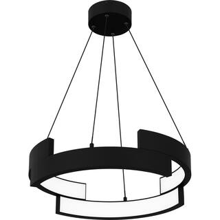 Hampton Bay Mcintosh 33-Watt Integrated LED Matte Black Pendant HD6411B