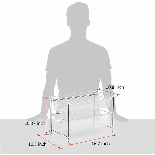 2 Tier Stackable Sliding Double Basket Cabinet Organizers， Silver