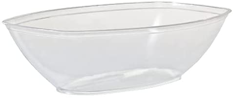 Nicole Fantini's Clear 80 Oz Oval Shaped Disposable Plastic Serving Luau Bowls to serve Salad， Snack and Food in Elegant Parties ， Hotel and Resturant. 10Ct