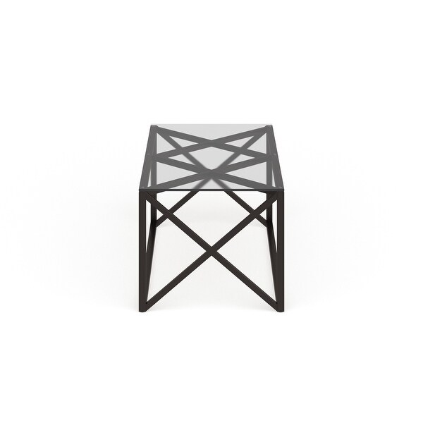 Dixon Geometric X-Base Metal and Glass Coffee Table (Optional Finishes)