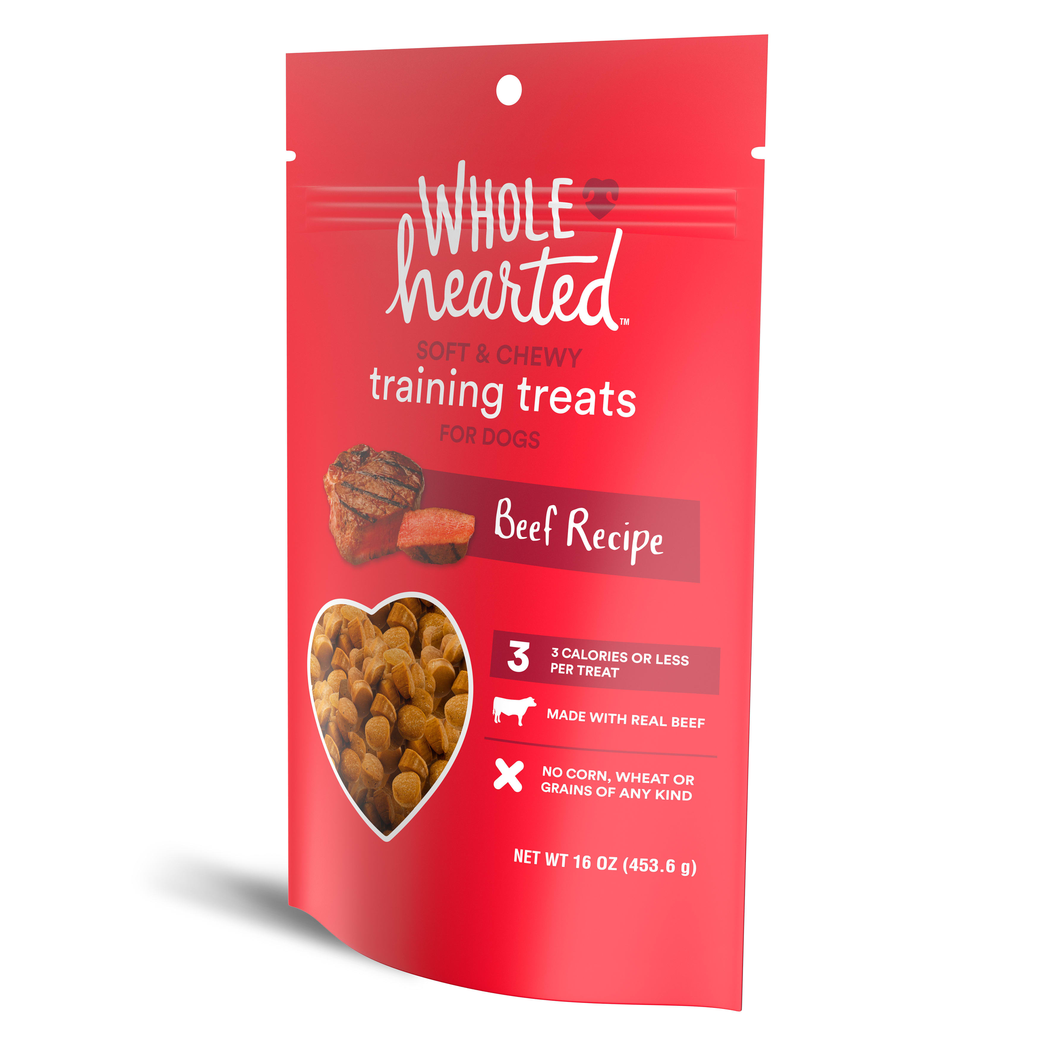 WholeHearted Grain-Free Tender Tidbits Beef Recipe Dog Training Treats， 16 oz.