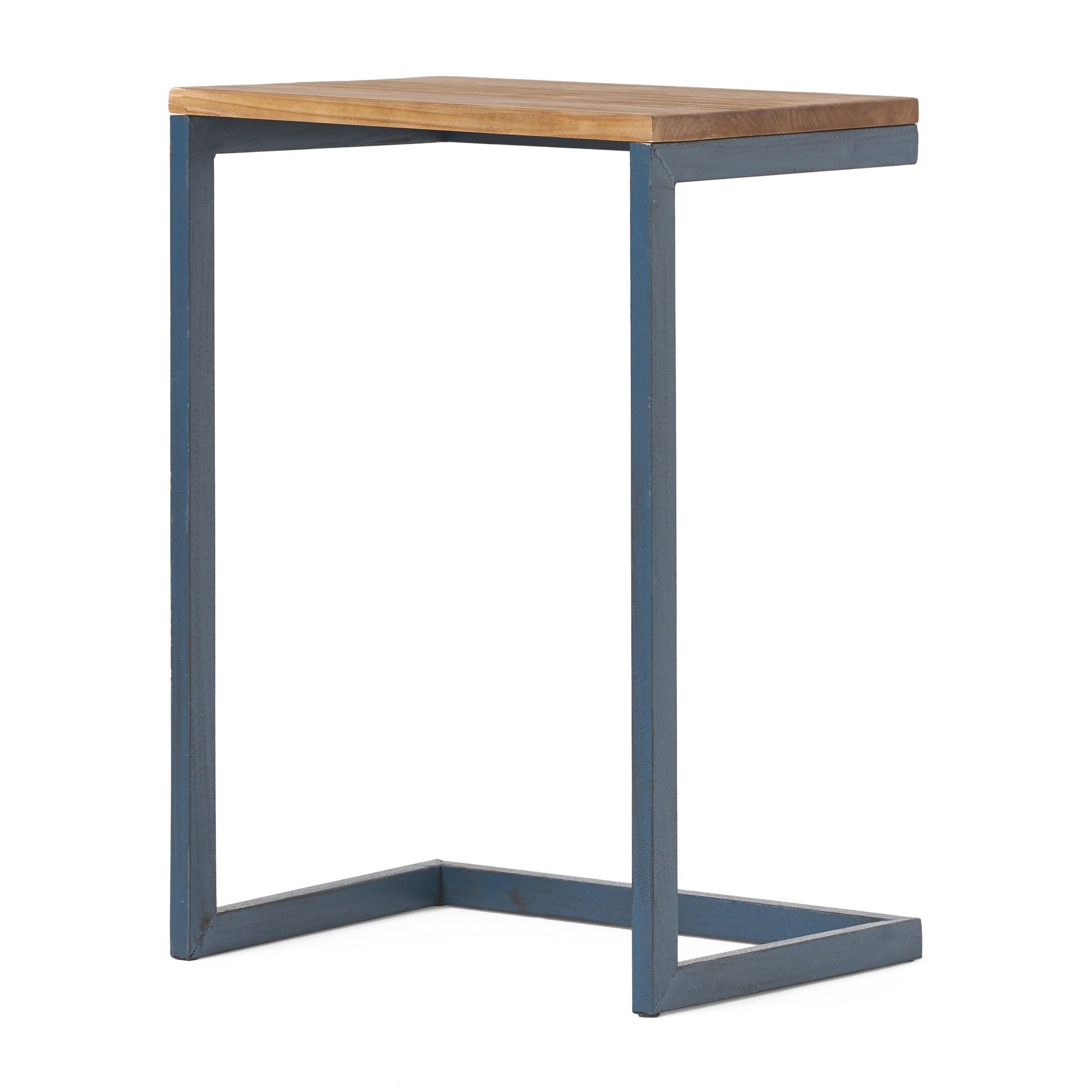 Ramona Modern Industrial Firwood C-Shaped Accent Side Table with Iron Frame