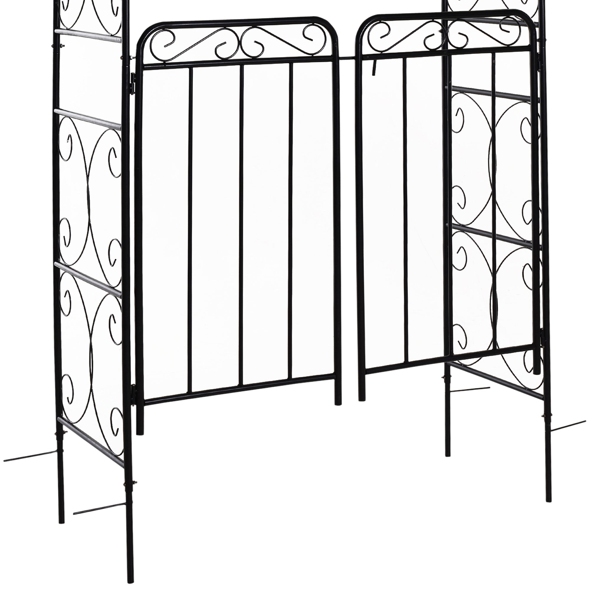 OWSOO Garden Arch 7' Steel Arbor Arch with Scrollwork Doors for Wedding Ceremoney Party for Lawn, Backyard