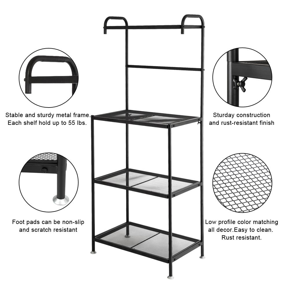 Ktaxon 4 Layers Baker's Rack Microwave Oven Stand Free Standing Kitchen Utility Storage Shelving Organizer， Kitchen Island Cart， Coffee Bar Table， Black