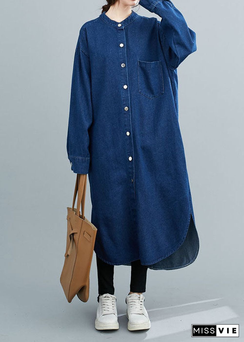 Natural Blue shirts denim Maxi Dress Spring