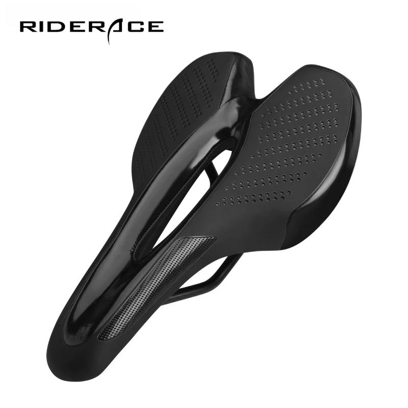 RIDERACE Road Bike Saddle With Warning Taillight USB Charging MTB PU Breathable Seat Mountain Cycling Racing Soft Seat Cushion