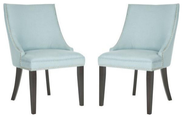 Brad 20 quotSide Chair  Set of 2  Silver Nail Heads  Light Blue   Transitional   Dining Chairs   by Rustic Home Furniture Deco  Houzz