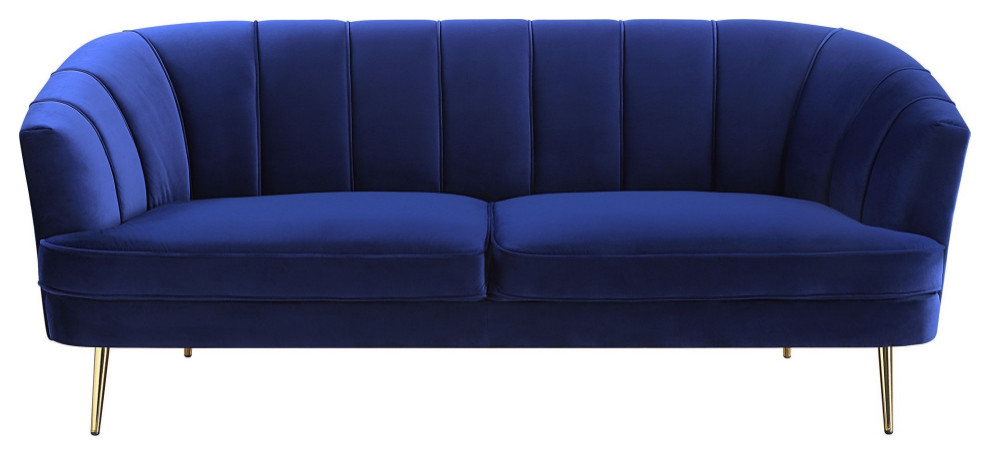 Sofa With Vertical Channel Tufting And Sloped Arms  Navy Blue   Contemporary   Sofas   by VirVentures  Houzz