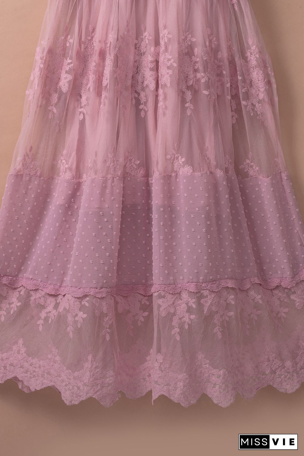 Pink Luminous Dawn Lace Gown