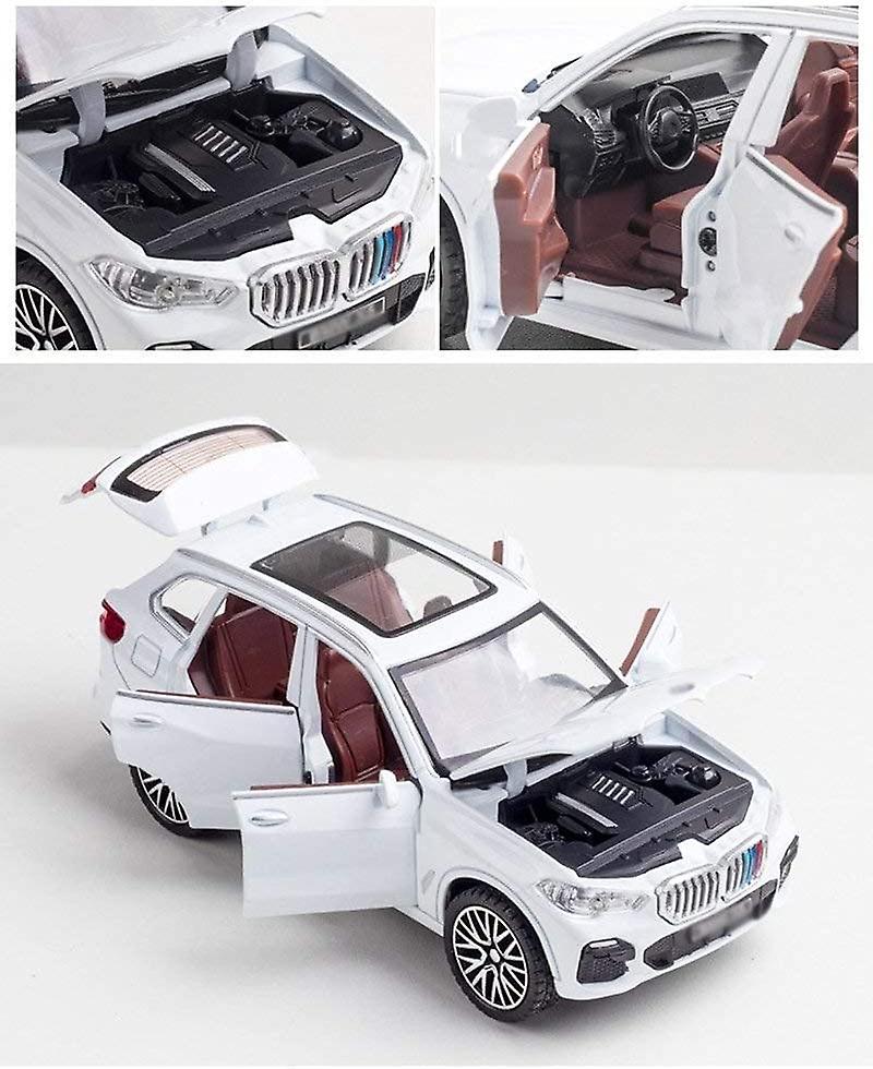 1/32 Scale Diecast Model For Bmw X5 Suv Model Toy Car Simulation Sound Light Pull Back Door Open Toys Vehicle (color : White)