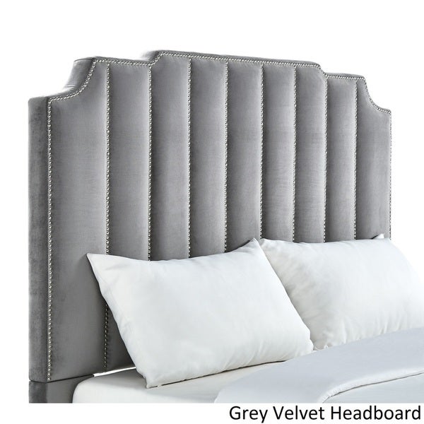 Chareau Velvet Upholstered Nailhead Headboard by iNSPIRE Q Bold - - 14428072