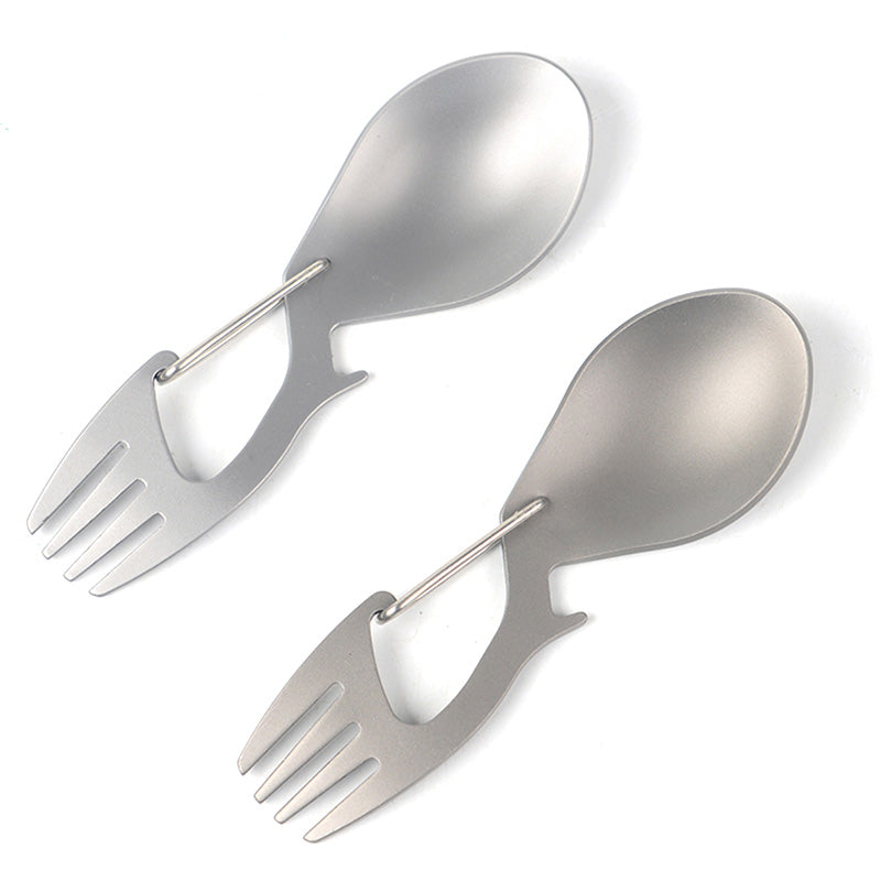 2PCS Outdoor Camping Picnic Stainless Steel Fork Spoon Tableware Ultralight Useful