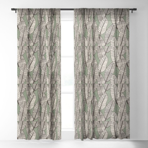 Alisa Galitsyna Tropical Banana Leaves Pattern Single Panel Sheer Window Curtain Society 6