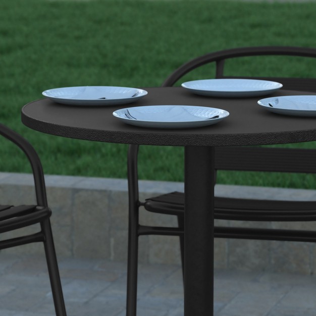 Emma And Oliver 27 5 x27 x27 Round Aluminum Indoor outdoor Table With Base