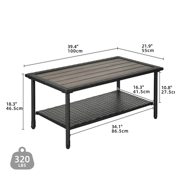 Moasis AllWeather Wicker Outdoor Patio 2 Tier Coffee Table