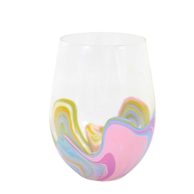 Tabletop Pink Groove Stemless Wine Glass Etta Vee Izzy amp Oliver Enesco Drinkware