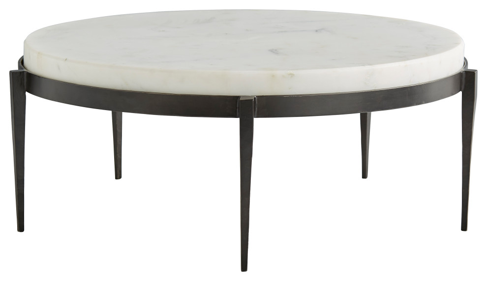 Kelsie Cocktail Table  Black  Powder Coated Iron  Honed Marble  34 quotW   Transitional   Coffee Tables   by Arteriors  Houzz