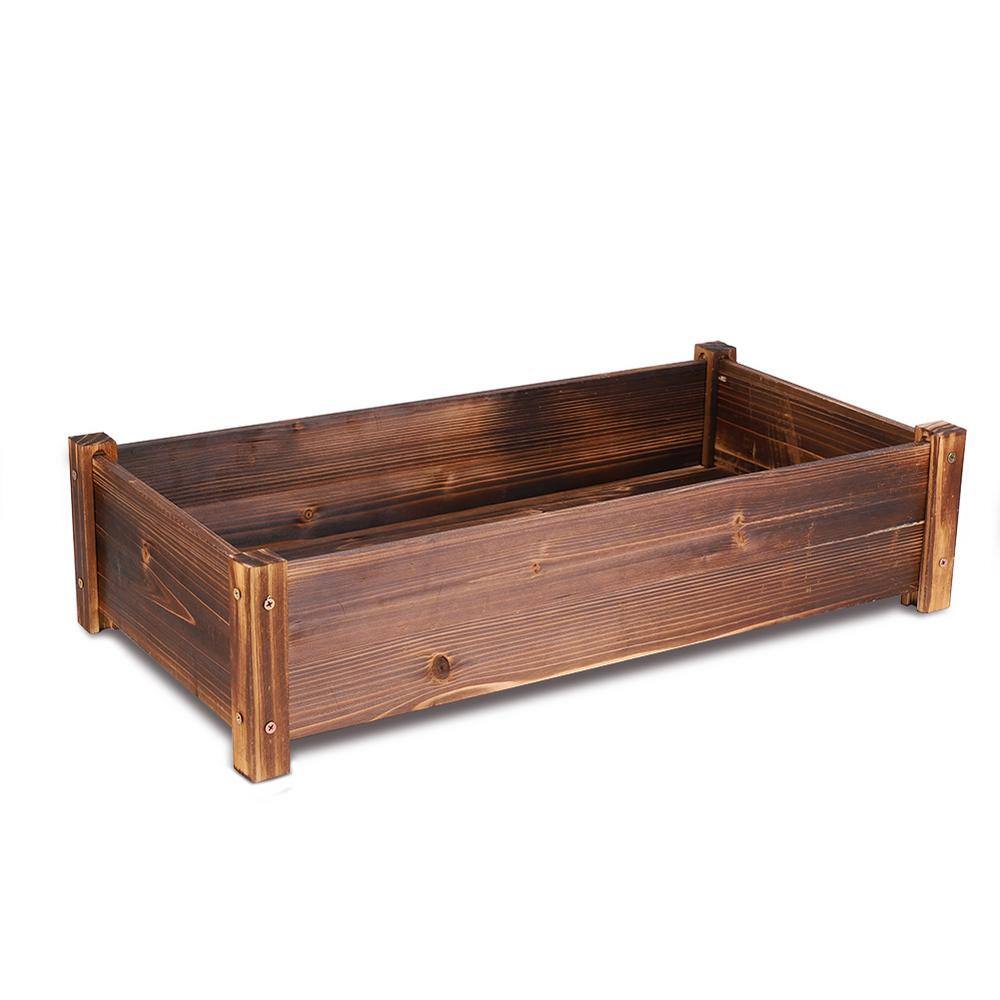 AESOME 26 in. x 13 in. x 6 in. Pine Wood Small Window Box Planter Bed for Planting Roses Herbs and Succulents HP350