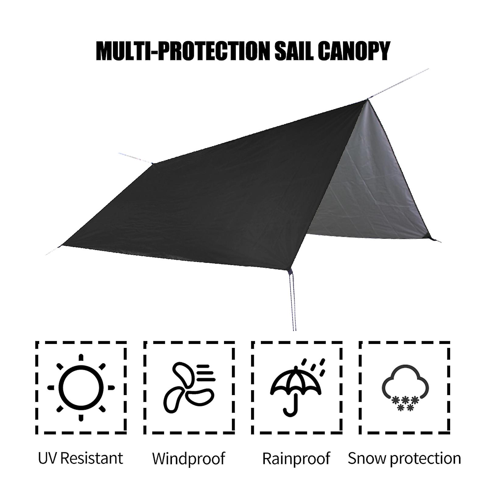 Black 10 X 10 Ft Sail Canopy Waterproof Rain Fly Sun Shade Uv Resistant Heavy Duty Sand Sunshade With Pegs Rope Storage Bag For Outdoor Patio Garden B