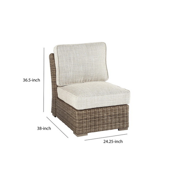 Benjara BM213380 Handwoven Wicker Frame Fabric Uph...