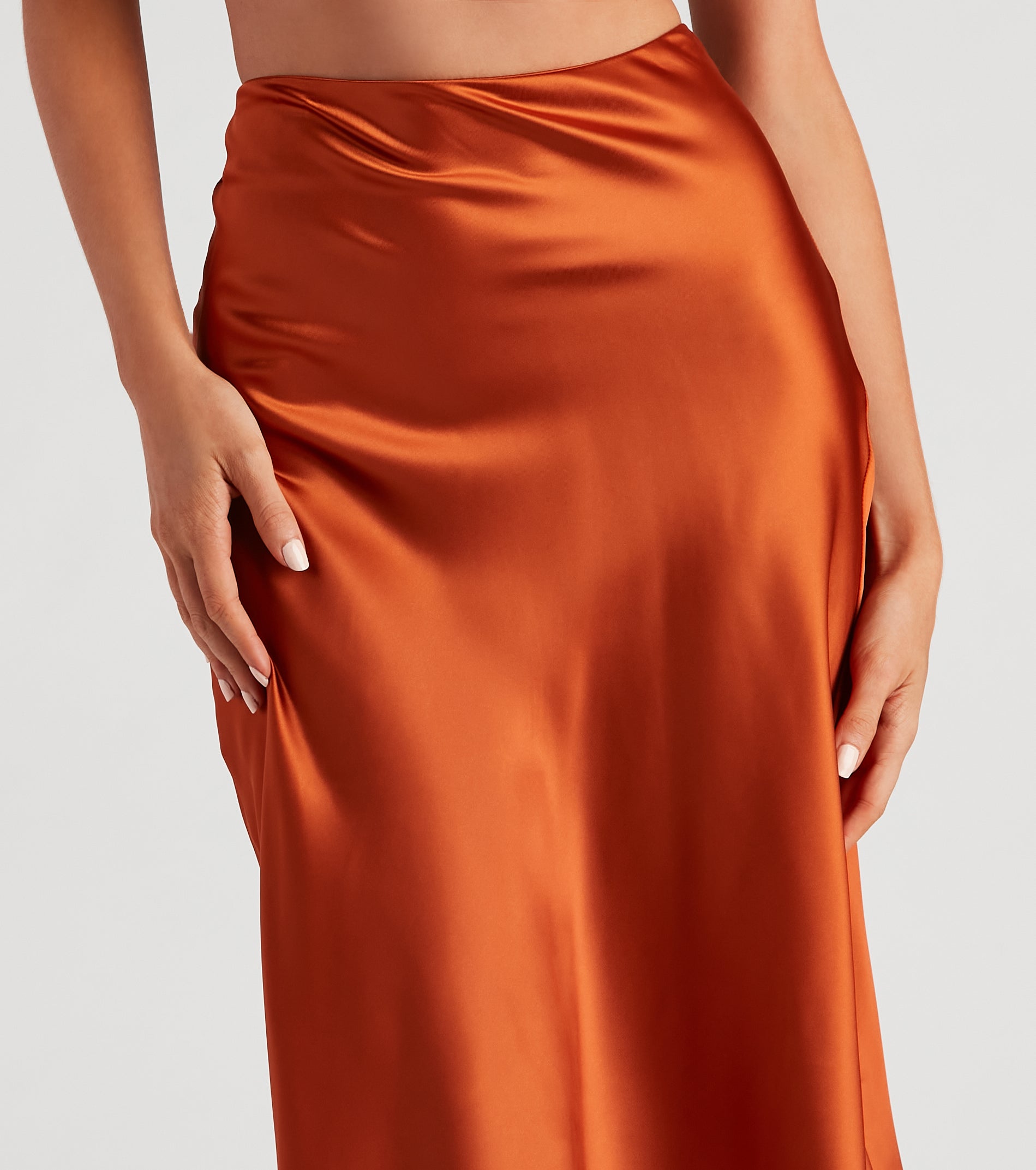 Silky-Chic Satin Midi Skirt