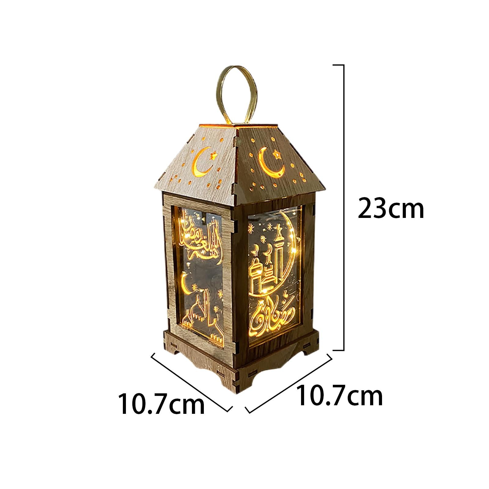 Eid Ramadan , Wood ,Battery Operated ,Decorative Table Lamp for garden and home and indoor and outdoor Lighting Decoration - B B