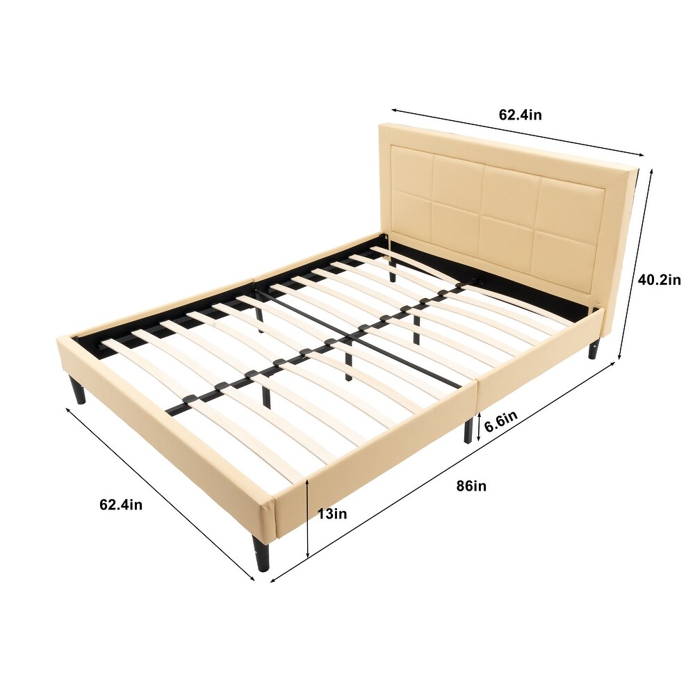 Modern Queen Upholstered Platform Bed Frame with Headboard