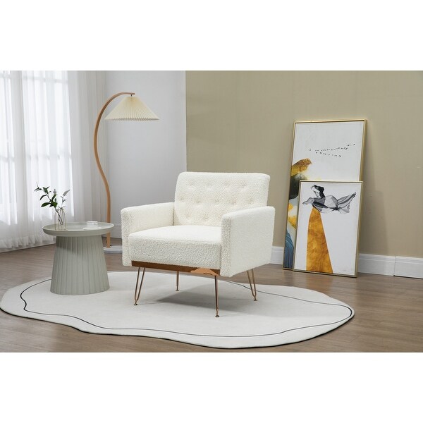 Accent Chair Leisure Single Sofa Chair with Rose Golden Feet Upholstered Side Chair Arm Club Leisure Reading Chair