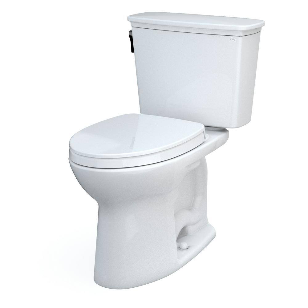 TOTO Drake 2-Piece 1.28 GPF Single Flush Elongated ADA Comfort Height Toilet w 10in Rough-In in Cotton White Seat Included MS786124CEFG.10#01