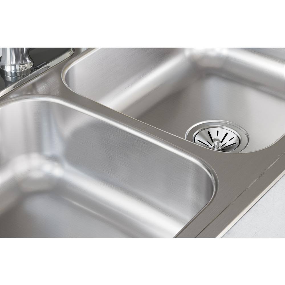 Elkay Celebrity Drop-In Stainless Steel 43 in. 4-Hole Double Bowl Kitchen Sink with Drain VBTHD53