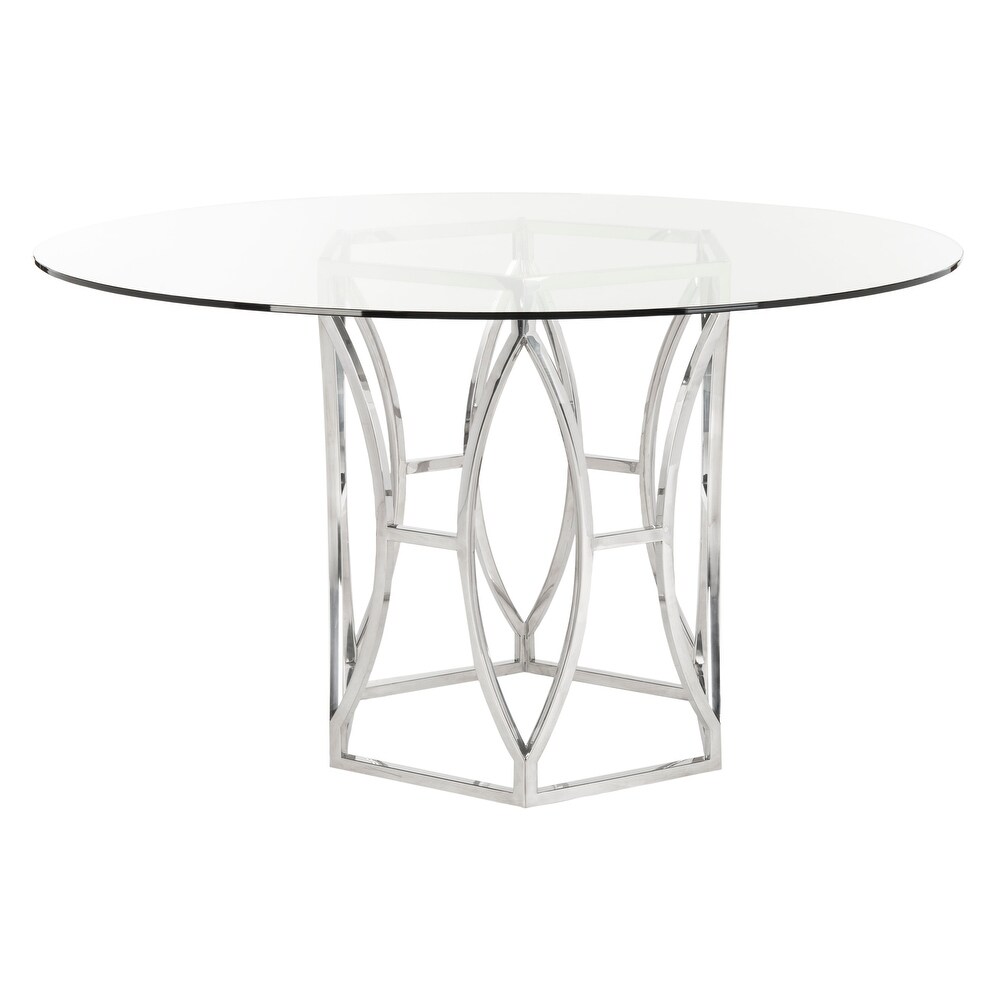 SAFAVIEH Couture Shaw 42 inch Glass Top Dining Table   42\