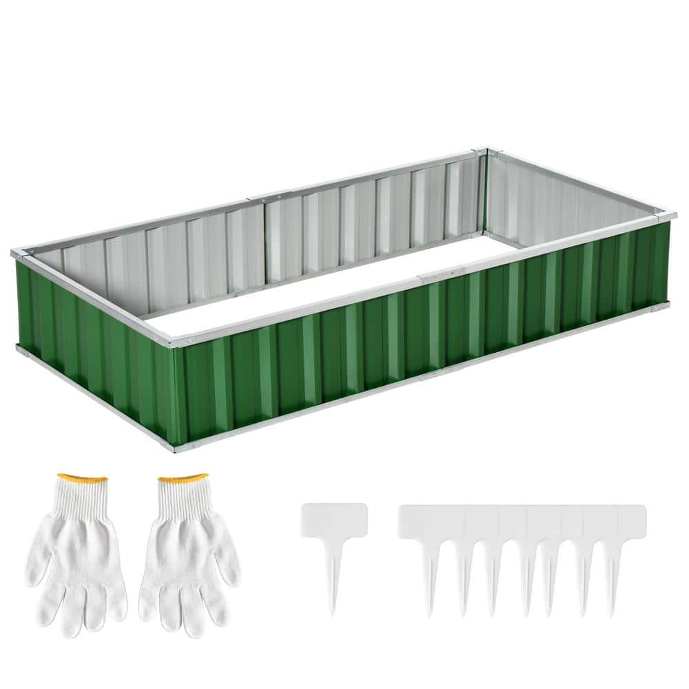 Outsunny 69 in. x 36 in. Green Metal Raised Garden Bed， DIY Large Steel Planter Box 845-674GN