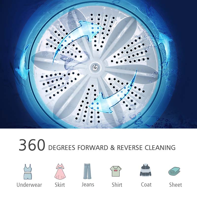 7.7 lbs Full-Automatic Washing Machine Portable Washer & Spin Dryer Built-in Germicidal UV Light & Drain Pump