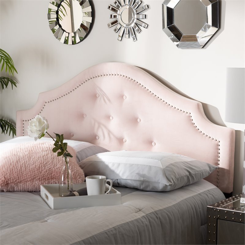 Baxton Studio Cora Tufted Velvet and Wood Queen Headboard in Light Pink   Transitional   Headboards   by Interiortradefurniture  Houzz