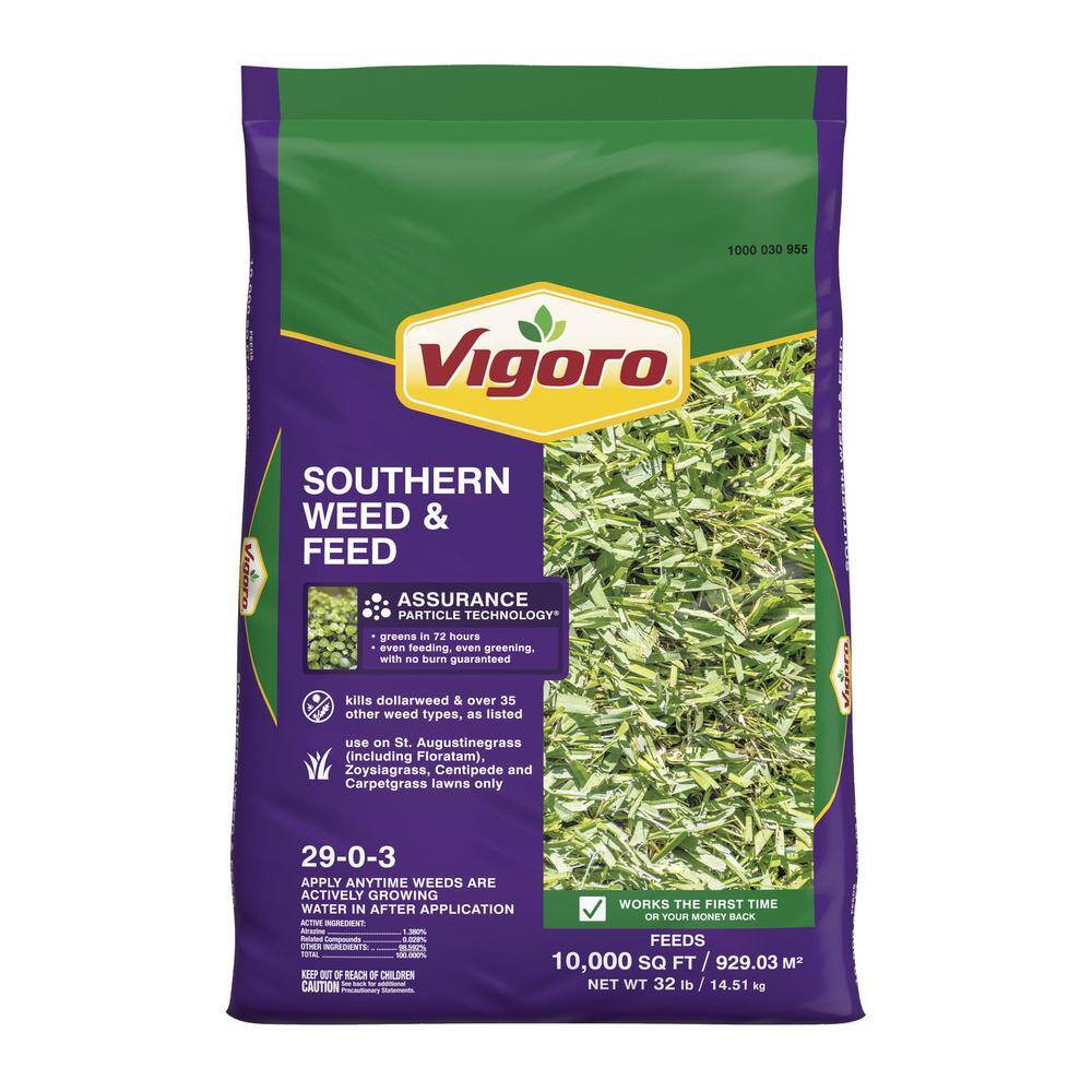 Vigoro 32 lbs. 10000 sq. ft. Weed and Feed Weed Killer Plus Lawn Fertilizer for Southern Grass Types 22540-1