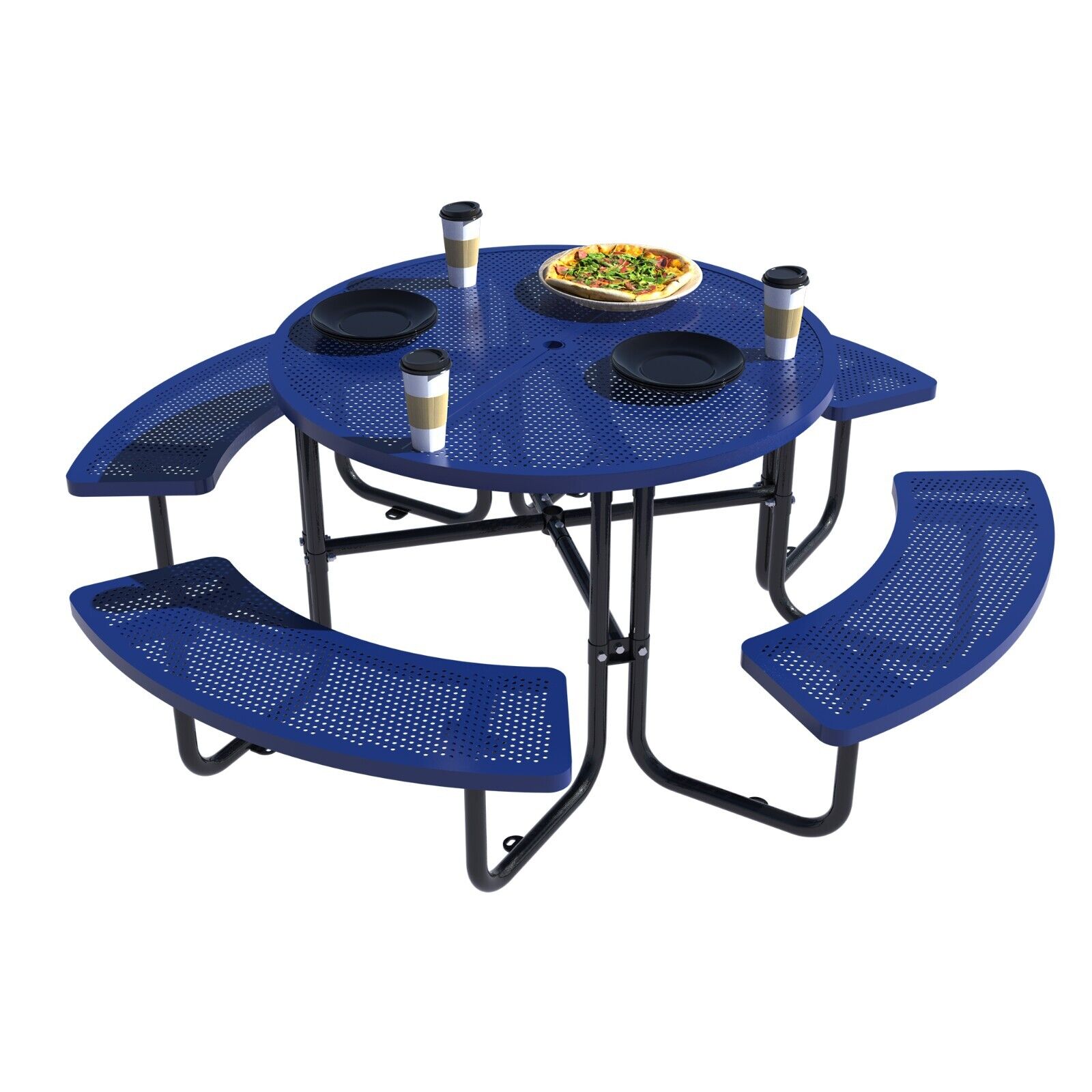 46 inch Expanded Metal Round Picnic Table (Blue)