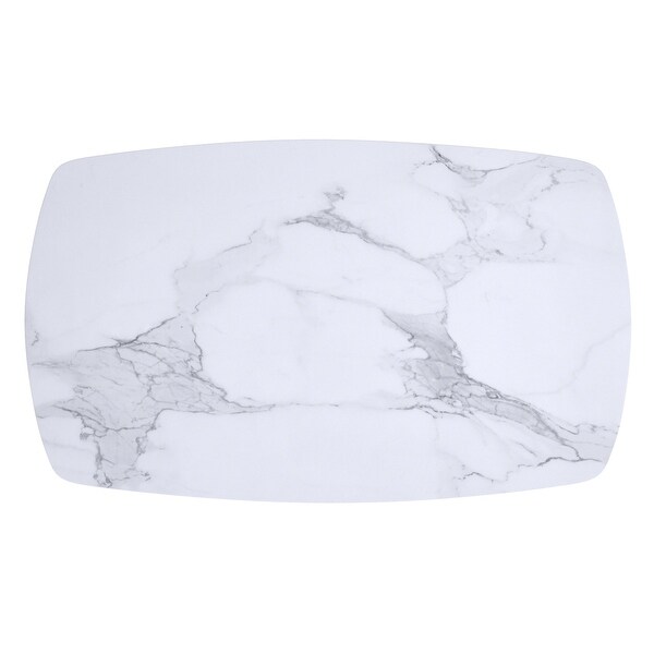 Contemporary MDF and Metal， Faux Marble Finish Rectangular Coffee Table