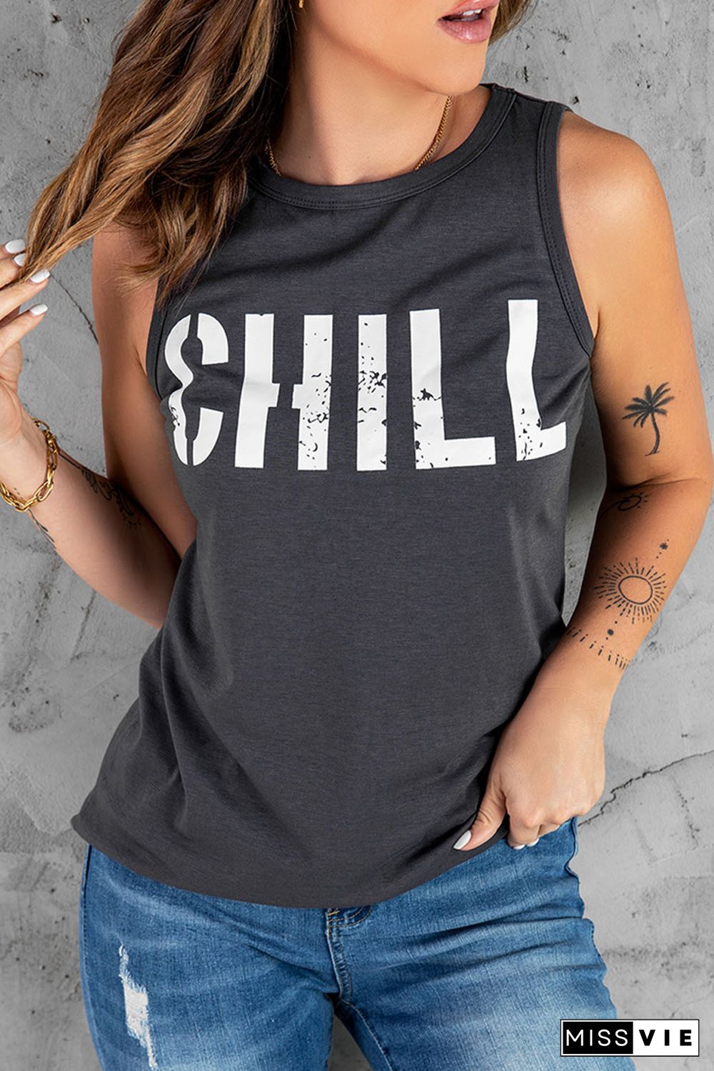 CHILL Graphic Print Tank Top