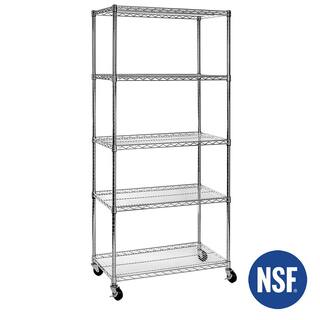 Seville Classics UltraDurable Silver 5-Tier NSF-Certified Wire Steel Garage Storage Shelving (36 in. W x 18 in. D x 75 in. H) WEB690