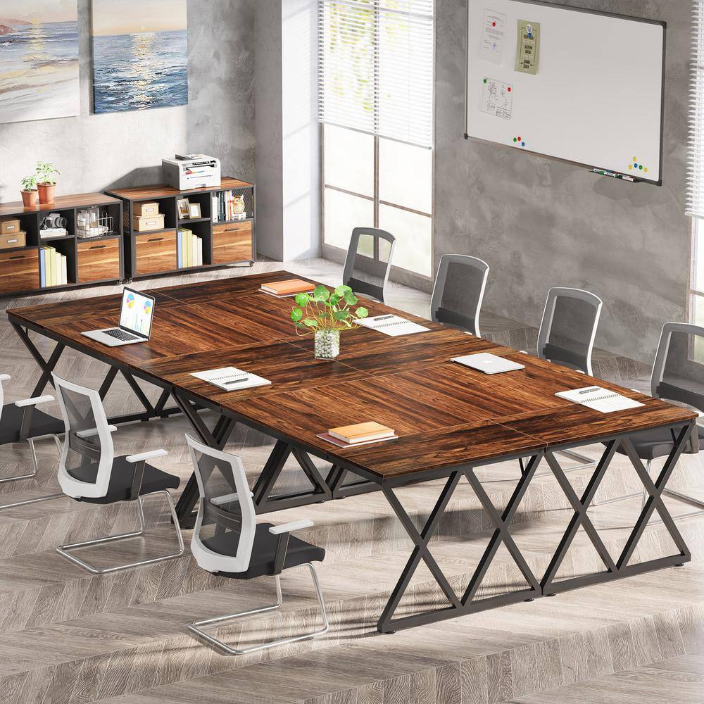 BYBLIGHT Capen 70.8 in. Retangular Brown Wood Conference Table 6FT Modern Meeting Table for Office Conference Room Desk BB-JW0422XF