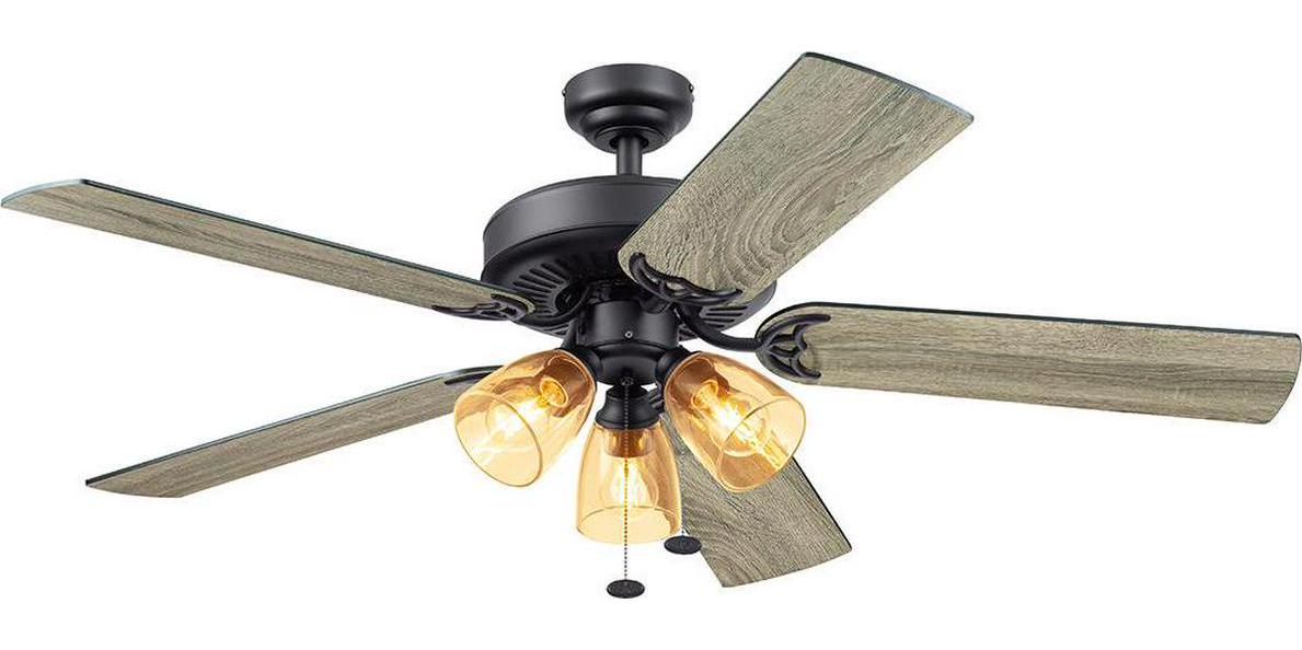 Better Homes and Gardens 52 5 Blade Matte Black Ceiling Fan with 3 Lights