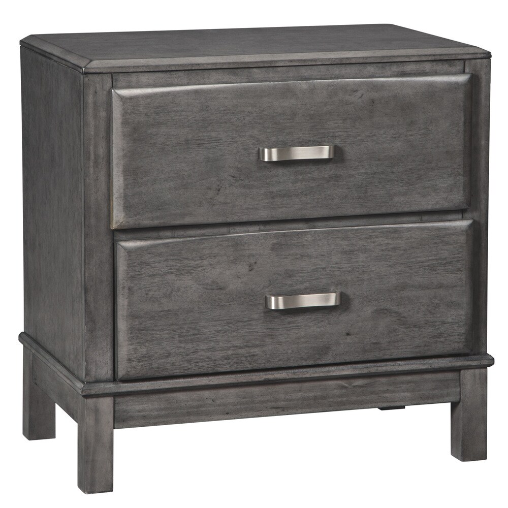 Caitbrook Two Drawer Night Stand   Contemporary Style   Gray