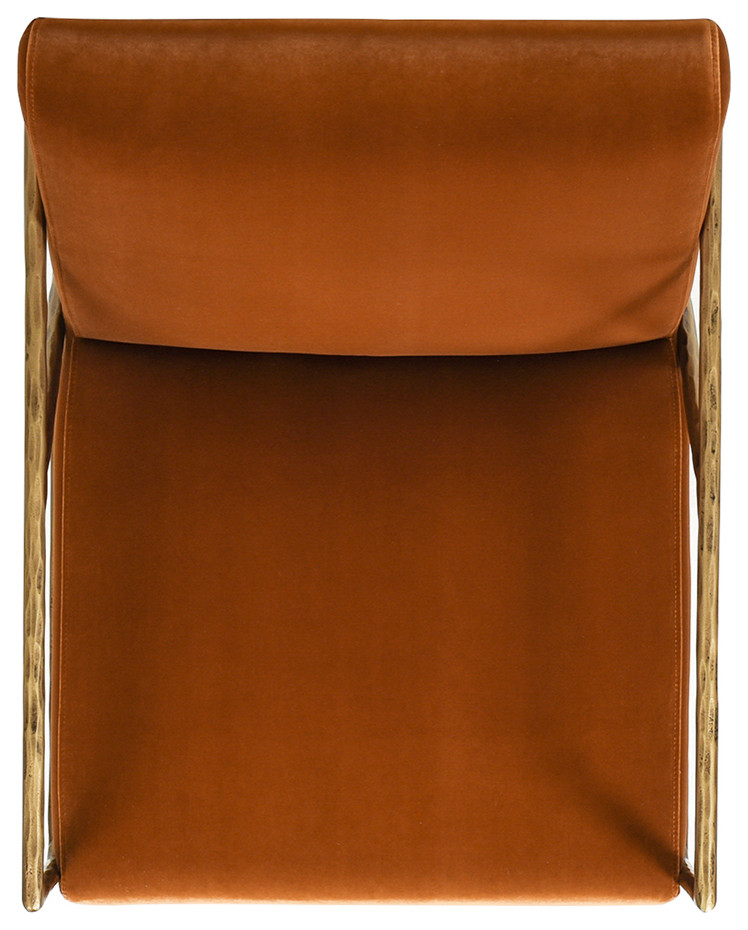 Aerin 24.5 quotHammered Brass Accent Arm Chair  Burnt Orange   Contemporary   Armchairs And Accent Chairs   by Jennifer Taylor Home  Houzz