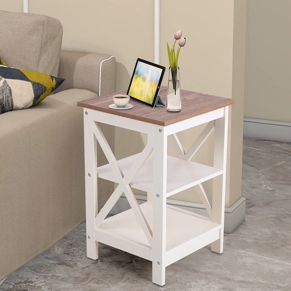 End Table with 3-Tier Storage Shelf